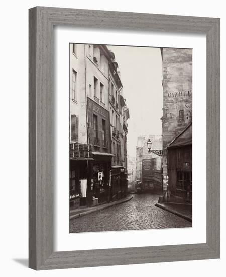 Rue De La Montagne-Sainte-Geneviève Near the Intersection of Rue Laplace, 1865-69-Charles Marville-Framed Photographic Print