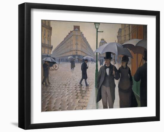 Rue de Paris; temps de pluie-A Paris street; rain. 1877, Oil on canvas, 212,2 x 276,2 cm.-Gustave Caillebotte-Framed Giclee Print