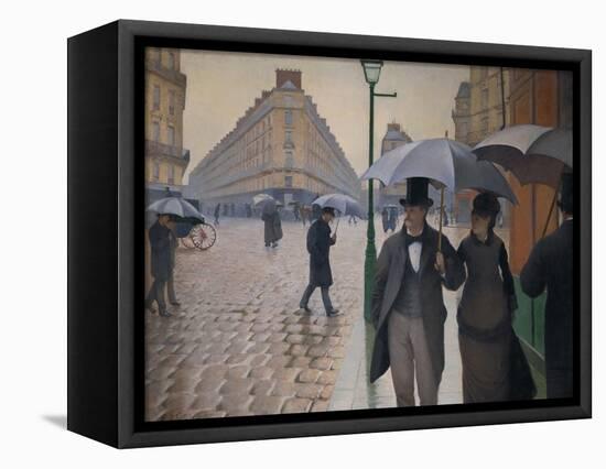 Rue de Paris; temps de pluie-A Paris street; rain. 1877, Oil on canvas, 212,2 x 276,2 cm.-Gustave Caillebotte-Framed Premier Image Canvas