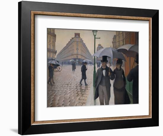 Rue de Paris; temps de pluie-A Paris street; rain. 1877, Oil on canvas, 212,2 x 276,2 cm.-Gustave Caillebotte-Framed Giclee Print