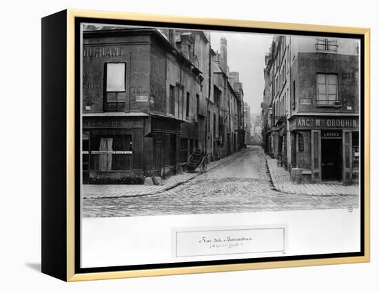 Rue Des Bernardins from Quai De La Tournelle, Paris Between 1858-78-Charles Marville-Framed Premier Image Canvas
