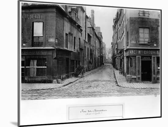 Rue Des Bernardins from Quai De La Tournelle, Paris Between 1858-78-Charles Marville-Mounted Giclee Print