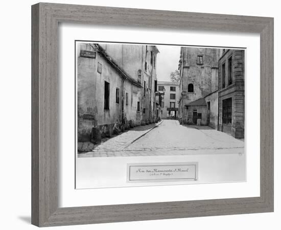 Rue Des Marmousets Saint-Marcel, from Rue Saint-Hippolyte, Paris, 1858-78-Charles Marville-Framed Giclee Print