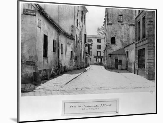 Rue Des Marmousets Saint-Marcel, from Rue Saint-Hippolyte, Paris, 1858-78-Charles Marville-Mounted Giclee Print