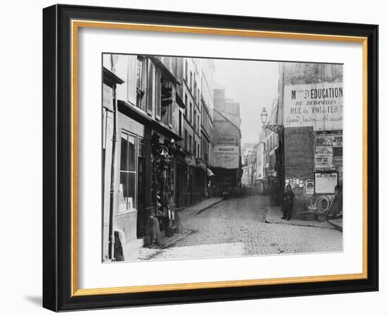 Rue Descartes, from the Rue Mouffetard, Paris, 1858-78-Charles Marville-Framed Giclee Print