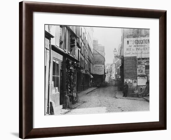 Rue Descartes, from the Rue Mouffetard, Paris, 1858-78-Charles Marville-Framed Giclee Print