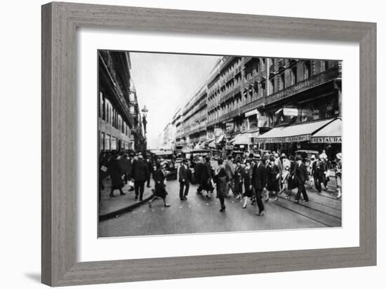 Rue Lafayette at Shopping Time, Paris, 1931-Ernest Flammarion-Framed Giclee Print