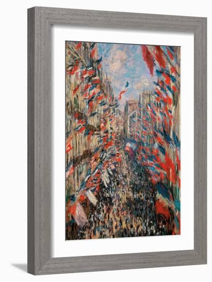 Rue Montorgueil, Paris, Festival of June 30, 1878-Claude Monet-Framed Art Print