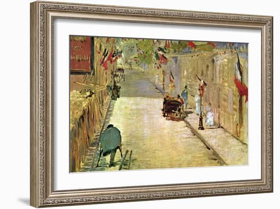 Rue Mosnier with Flags-Edouard Manet-Framed Art Print