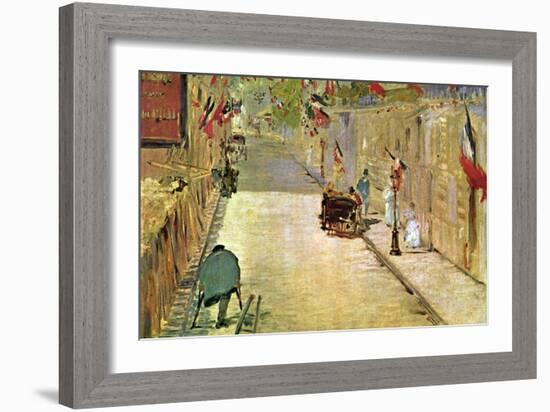 Rue Mosnier with Flags-Edouard Manet-Framed Art Print