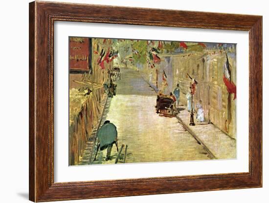 Rue Mosnier with Flags-Edouard Manet-Framed Art Print