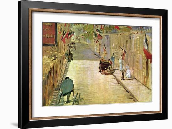 Rue Mosnier with Flags-Edouard Manet-Framed Art Print