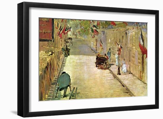 Rue Mosnier with Flags-Edouard Manet-Framed Art Print