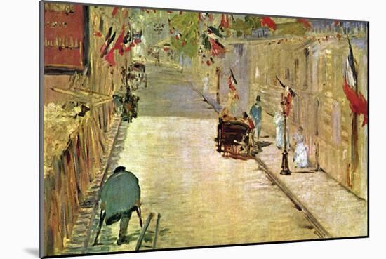 Rue Mosnier with Flags-Edouard Manet-Mounted Art Print