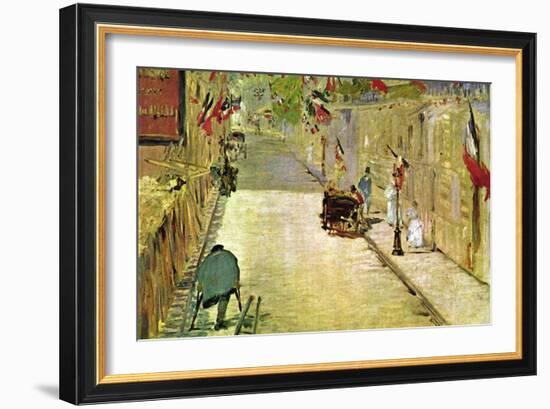 Rue Mosnier with Flags-Edouard Manet-Framed Art Print