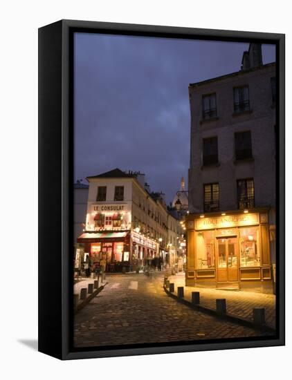 Rue Norvins and Basilique du Sacre Coeur, Place du Tertre, Montmartre, Paris, France-Walter Bibikow-Framed Premier Image Canvas