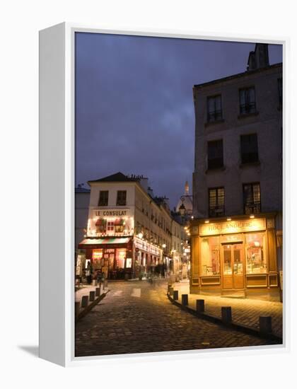 Rue Norvins and Basilique du Sacre Coeur, Place du Tertre, Montmartre, Paris, France-Walter Bibikow-Framed Premier Image Canvas