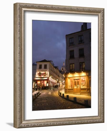 Rue Norvins and Basilique du Sacre Coeur, Place du Tertre, Montmartre, Paris, France-Walter Bibikow-Framed Photographic Print