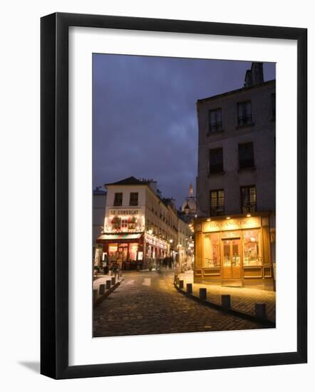 Rue Norvins and Basilique du Sacre Coeur, Place du Tertre, Montmartre, Paris, France-Walter Bibikow-Framed Photographic Print