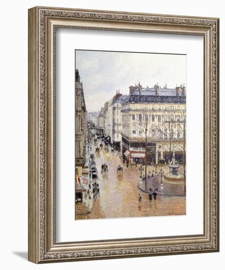 Rue Saint Honore, Afternoon, Rain Effect-Camille Pissarro-Framed Giclee Print