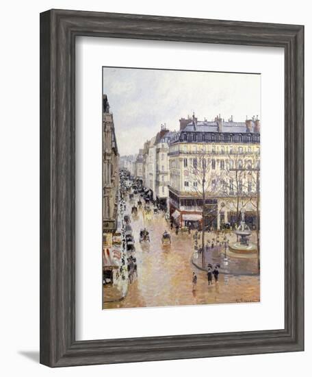 Rue Saint Honore, Afternoon, Rain Effect-Camille Pissarro-Framed Giclee Print