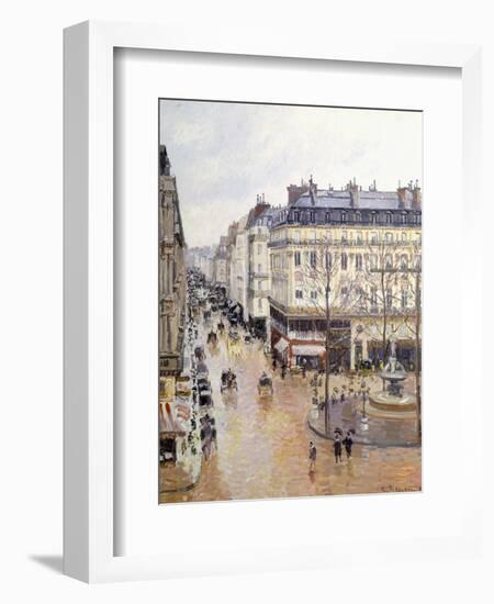 Rue Saint Honore, Afternoon, Rain Effect-Camille Pissarro-Framed Giclee Print