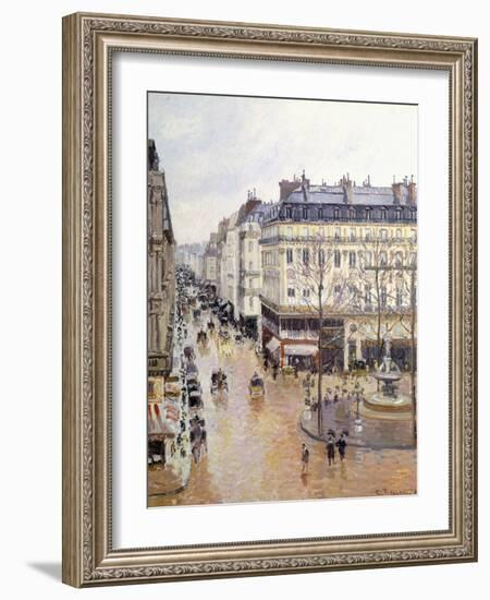 Rue Saint Honore, Afternoon, Rain Effect-Camille Pissarro-Framed Giclee Print