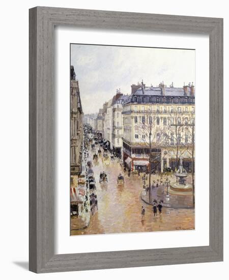 Rue Saint Honore, Afternoon, Rain Effect-Camille Pissarro-Framed Giclee Print