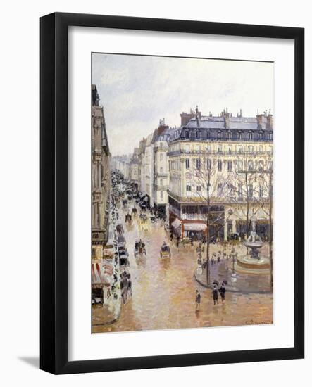 Rue Saint Honore, Afternoon, Rain Effect-Camille Pissarro-Framed Giclee Print