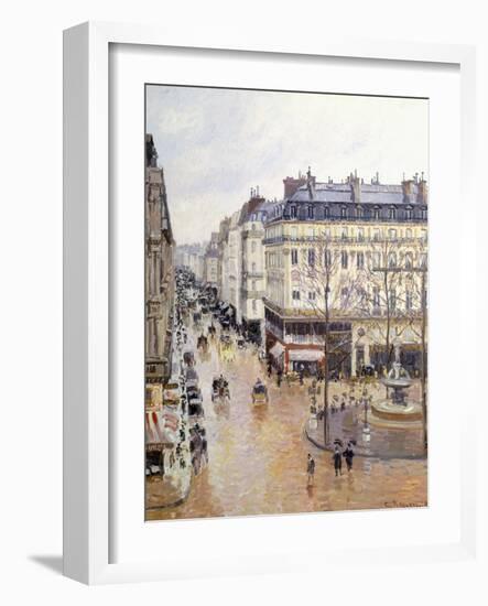 Rue Saint Honore, Afternoon, Rain Effect-Camille Pissarro-Framed Giclee Print