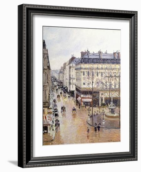 Rue Saint Honore, Afternoon, Rain Effect-Camille Pissarro-Framed Giclee Print