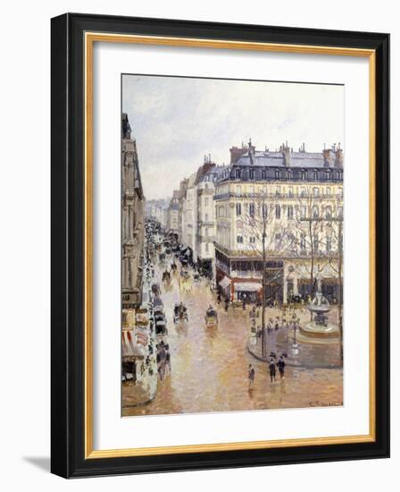 Rue Saint Honore, Afternoon, Rain Effect-Camille Pissarro-Framed Giclee Print