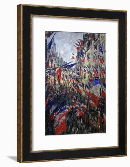 Rue St Denis in Paris During Patriotic Festival of June 30, 1878-Claude Monet-Framed Giclee Print