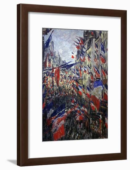 Rue St Denis in Paris During Patriotic Festival of June 30, 1878-Claude Monet-Framed Giclee Print