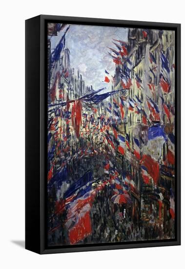 Rue St Denis in Paris During Patriotic Festival of June 30, 1878-Claude Monet-Framed Premier Image Canvas