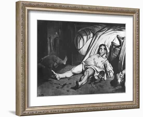 Rue Transnonain, Illustration from "L'Association Mensuelle", 15th April 1834-Honore Daumier-Framed Giclee Print