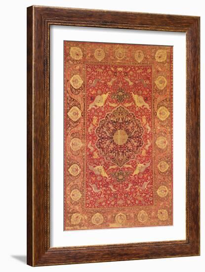 Rug Decorated with Scenes of Fighting Animals-null-Framed Giclee Print