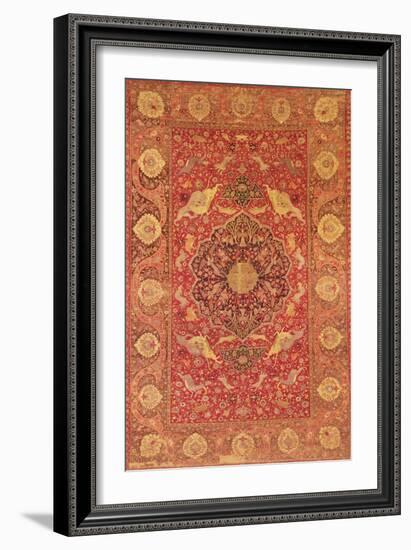 Rug Decorated with Scenes of Fighting Animals-null-Framed Giclee Print