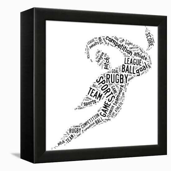 Rugby Football Pictogram With Black Wordings-seiksoon-Framed Stretched Canvas