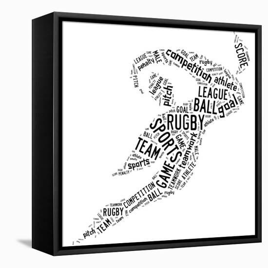 Rugby Football Pictogram With Black Wordings-seiksoon-Framed Stretched Canvas