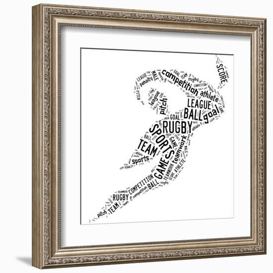 Rugby Football Pictogram With Black Wordings-seiksoon-Framed Art Print