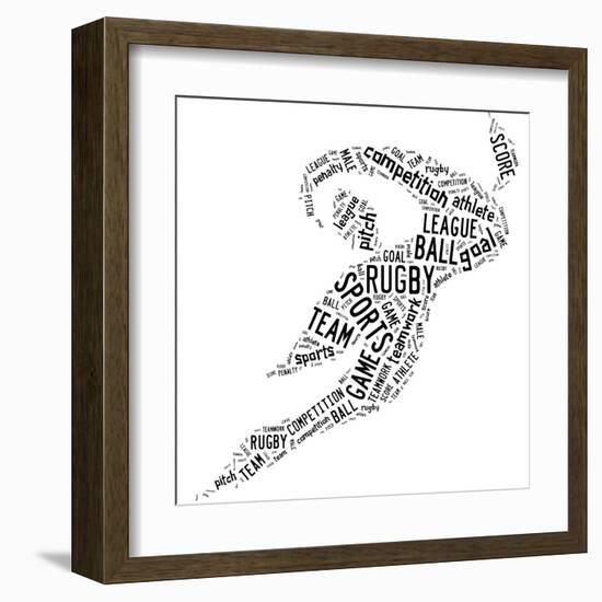 Rugby Football Pictogram With Black Wordings-seiksoon-Framed Art Print