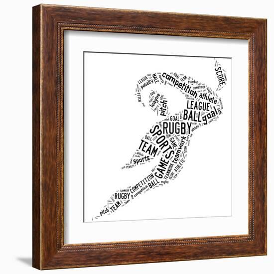 Rugby Football Pictogram With Black Wordings-seiksoon-Framed Art Print