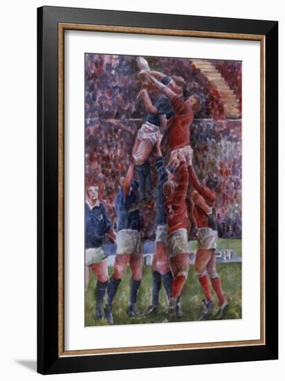Rugby International, Wales V Scotland-Gareth Lloyd Ball-Framed Giclee Print