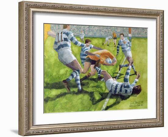 Rugby Match: Australia v Argentina in the World Cup, 1991-Gareth Lloyd Ball-Framed Giclee Print