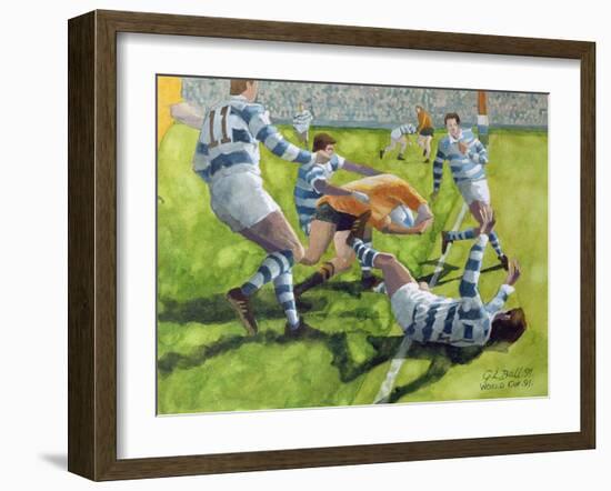 Rugby Match: Australia v Argentina in the World Cup, 1991-Gareth Lloyd Ball-Framed Giclee Print