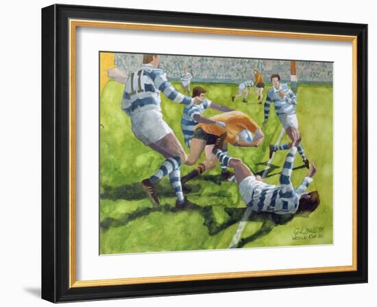 Rugby Match: Australia v Argentina in the World Cup, 1991-Gareth Lloyd Ball-Framed Giclee Print