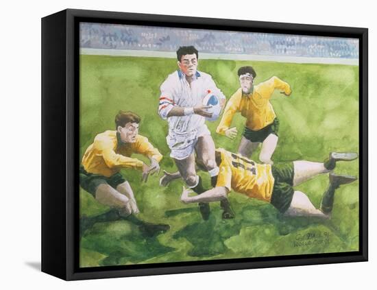 Rugby Match: England v Australia in the World Cup Final, 1991, Will Carling Being Tackled-Gareth Lloyd Ball-Framed Premier Image Canvas