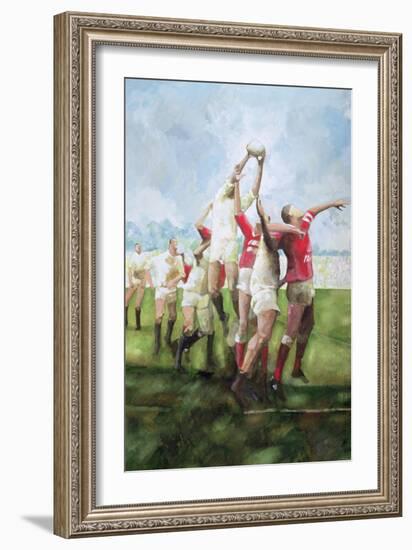 Rugby Match: Llanelli v Swansea, Line Out, 1992-Gareth Lloyd Ball-Framed Giclee Print