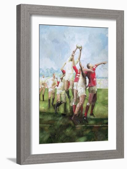 Rugby Match: Llanelli v Swansea, Line Out, 1992-Gareth Lloyd Ball-Framed Giclee Print